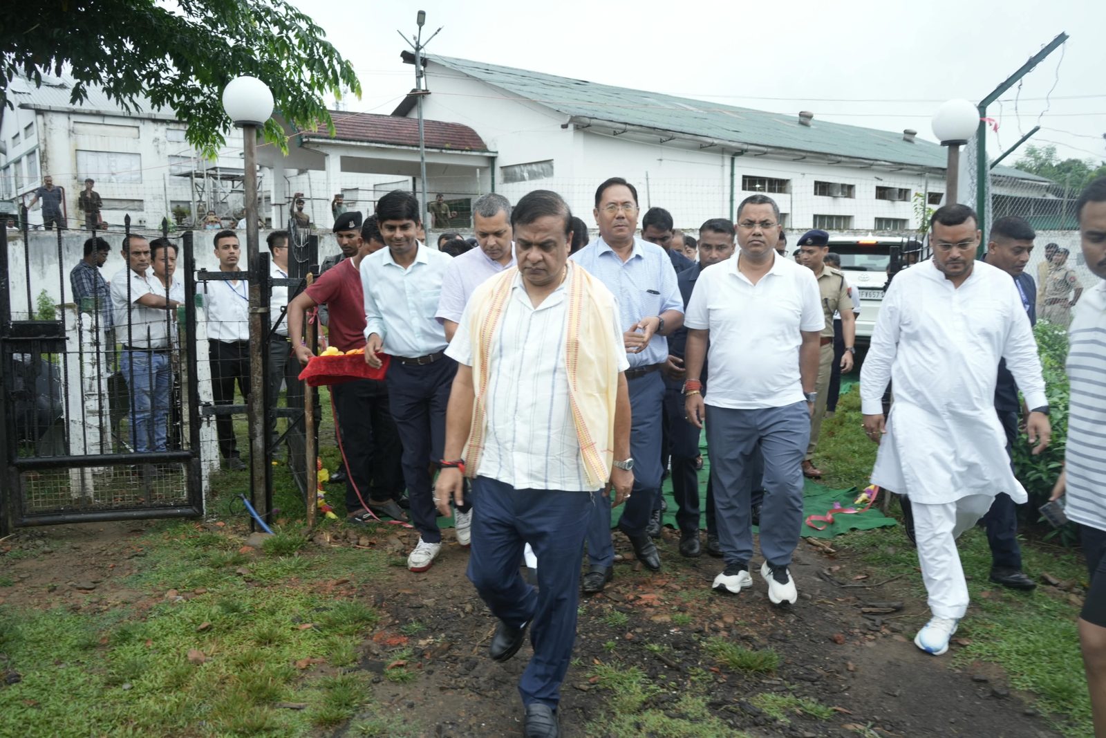 The Chief Minister walks into the solar plant after the inauguration