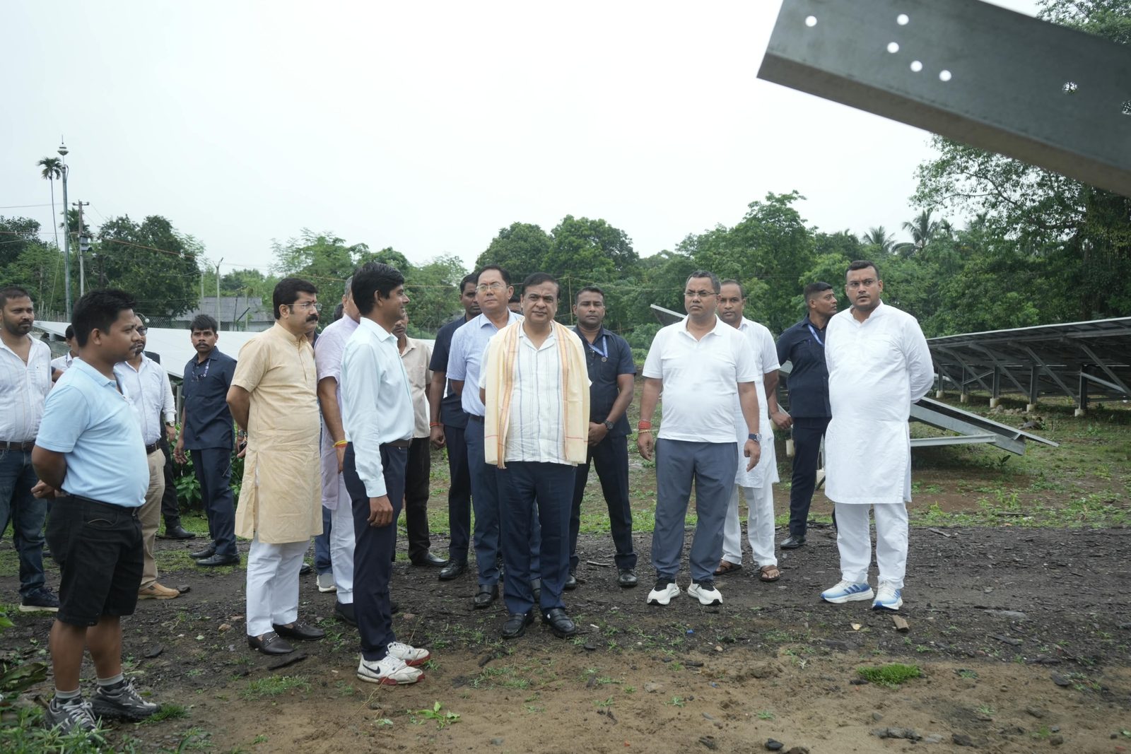 The Chief Minister with MLAs and officials at the solar plant