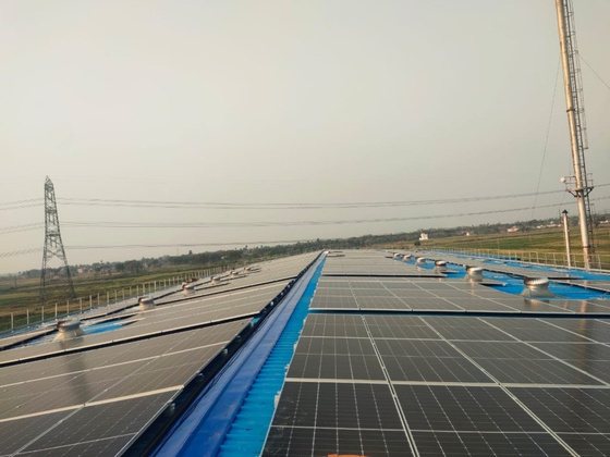 Completed rooftop solar installation generating clean power, Ingenieria